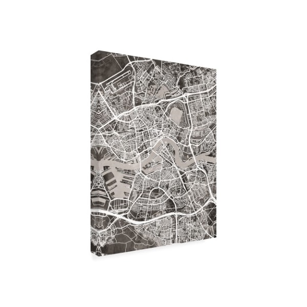 Michael Tompsett 'Rotterdam Netherlands City Map Black' Canvas Art,35x47